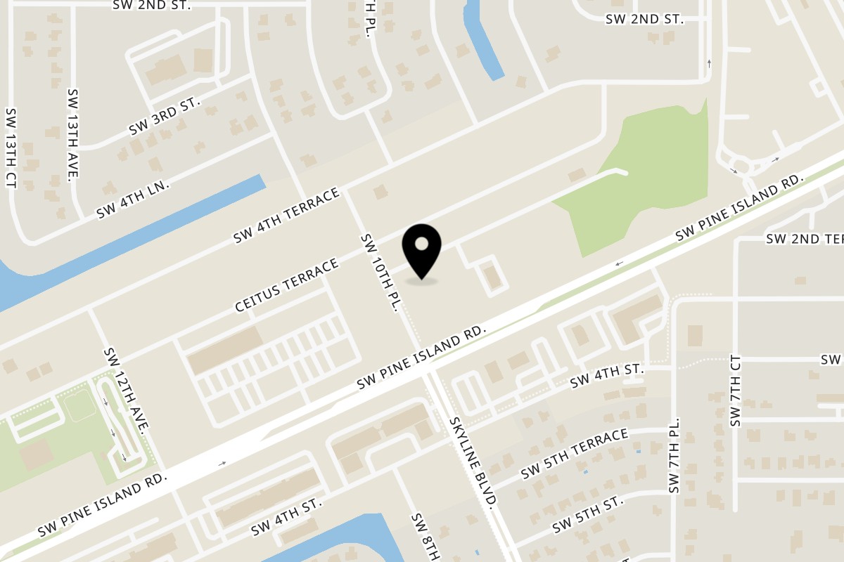 Map showing the location of Sunset Chicken Cape Coral on 339 SW 10th Pl in Cape Coral
